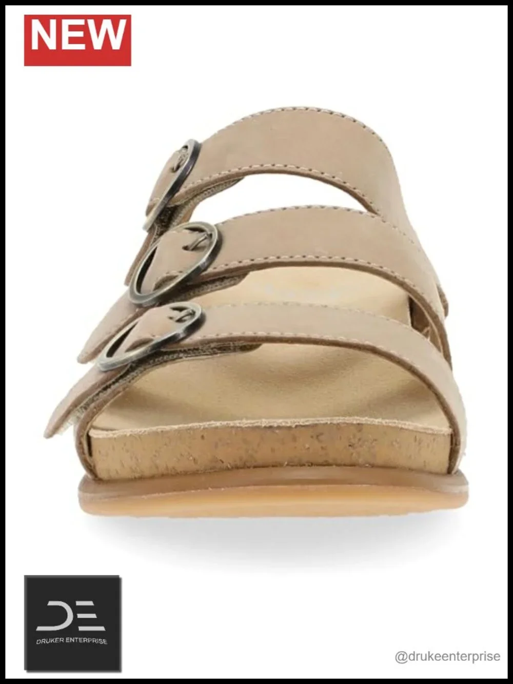 Leather Slide Sandals with Hook & Loop Closure Women's Wedge
